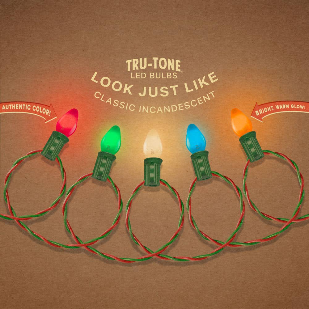 Tru-Tone Vintage Style LED Christmas Lights - C7 10-Light Set