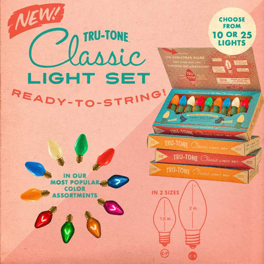 Tru-Tone Vintage Style LED Christmas Lights - C7 10-Light Set [Classicolor]