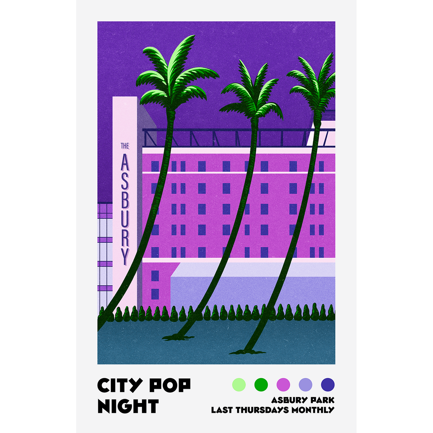 City Pop Night Asbury Park 11x17" Art Print