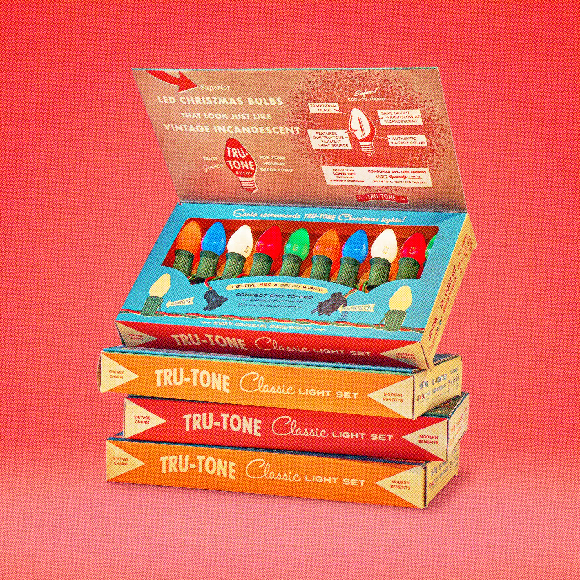 Tru-Tone Vintage Style LED Christmas Lights - C7 10-Light Set - Thumbnail 2